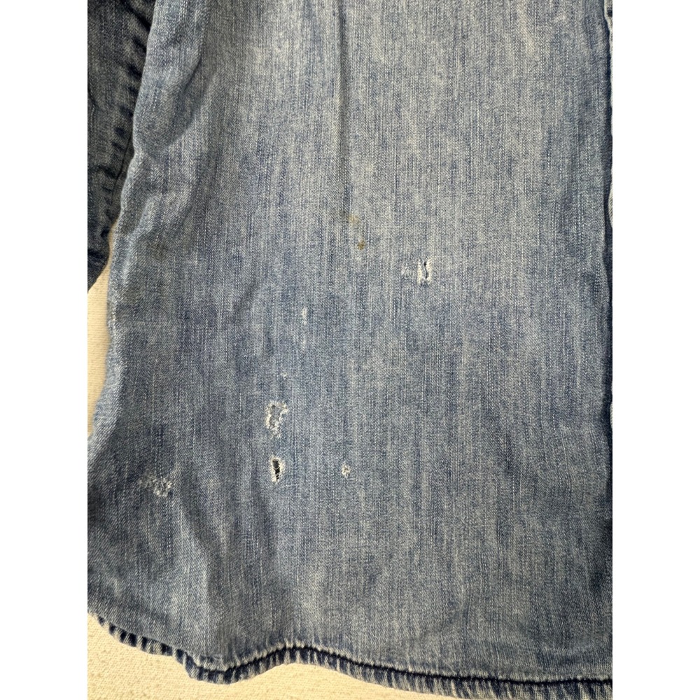 Current Elliott Denim Shirt Womens Blue Lt Wash Button Down Western Distressed - Picture 10 of 12